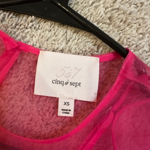 Cinq A Sept Katerina Sheer Silk Top In Pink Azalea - Picture 7 of 9